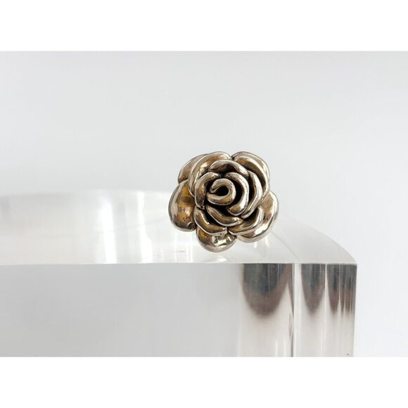 Thai Made RARE Blooming Rose Floral 925 Sterling Silver Vintage Ring - sz 7 - Picture 2 of 14